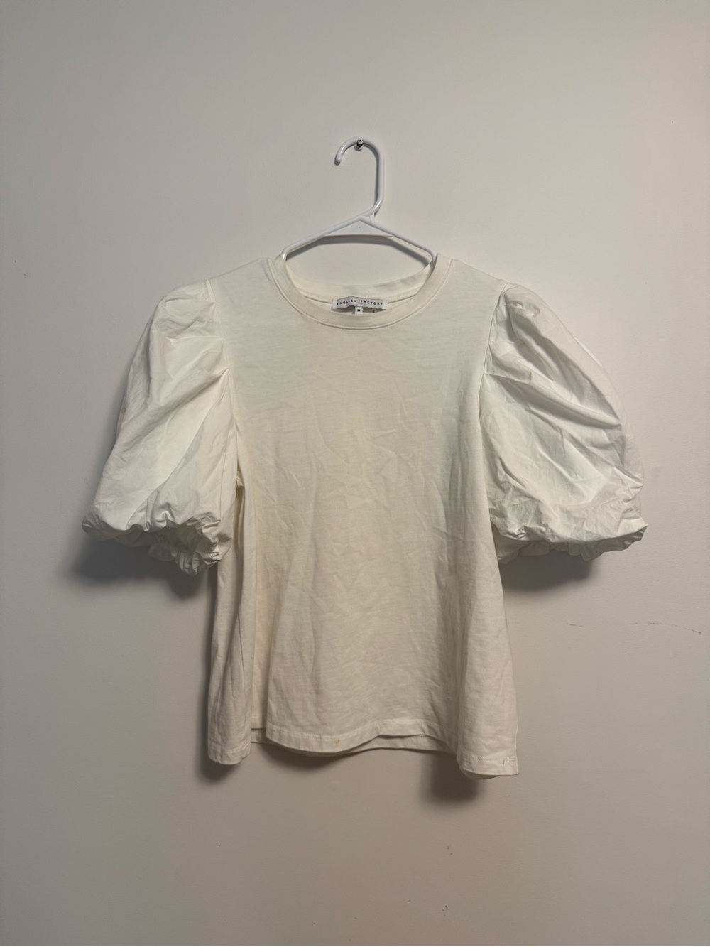 English Factory Puff Sleeve Cotton Tee - White